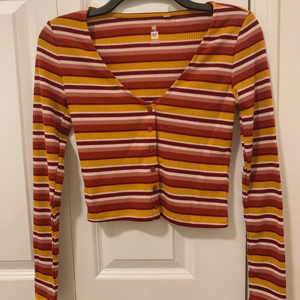 Me to We Striped Button Up Long Sleeve